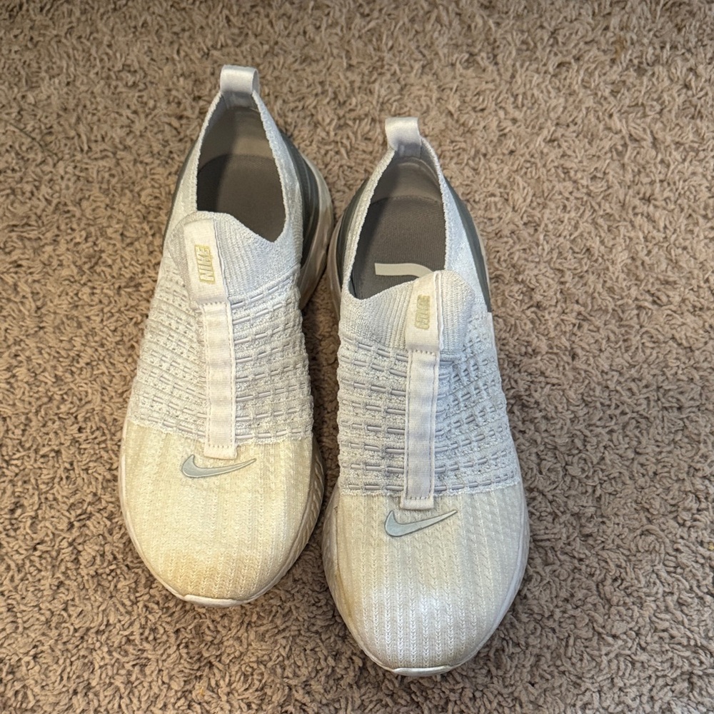 Nike Gray and Cream Slip-On Sneakers